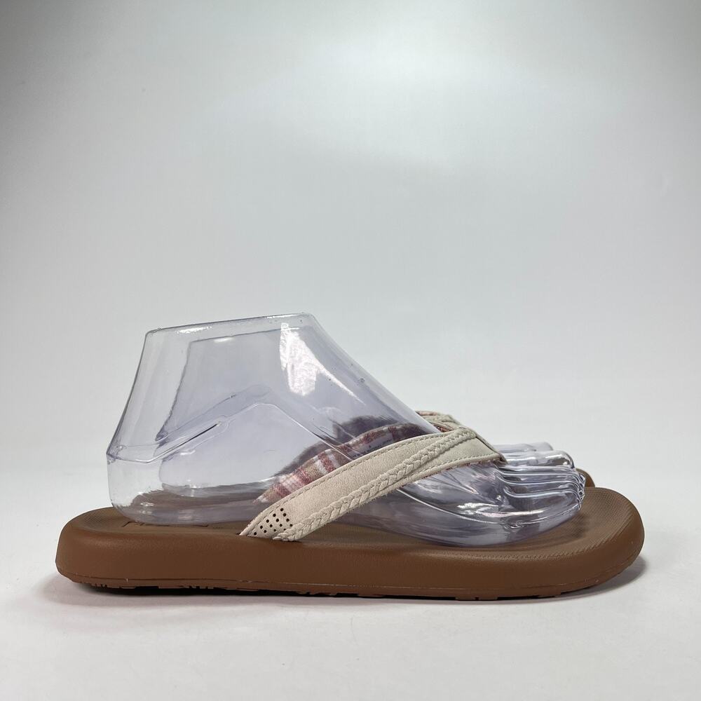 Flojos Olivia Beige Woven Strap Cushioned Thong Flip Flop Sandals Women's Size 8